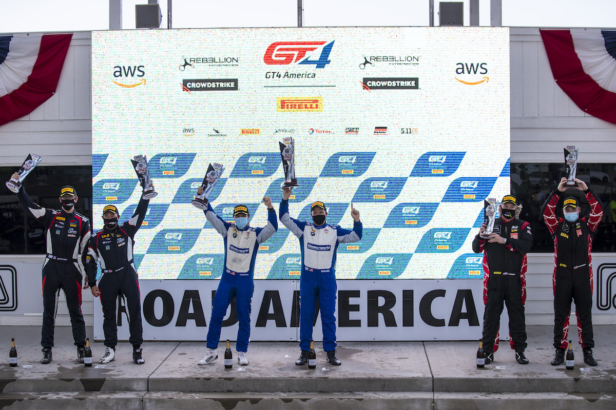 BIll Auberlen and James Walker, Jr. on the podium at Road America