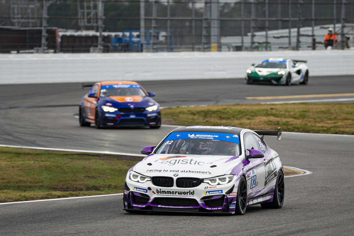 BMW M4 GT4 in turn BimmerWorld Racing - IMSA Michelin Pilot Challenge - Daytona International Speedway