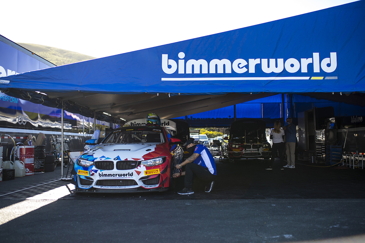 BimmerWorld M4 GT4 during prep in paddock