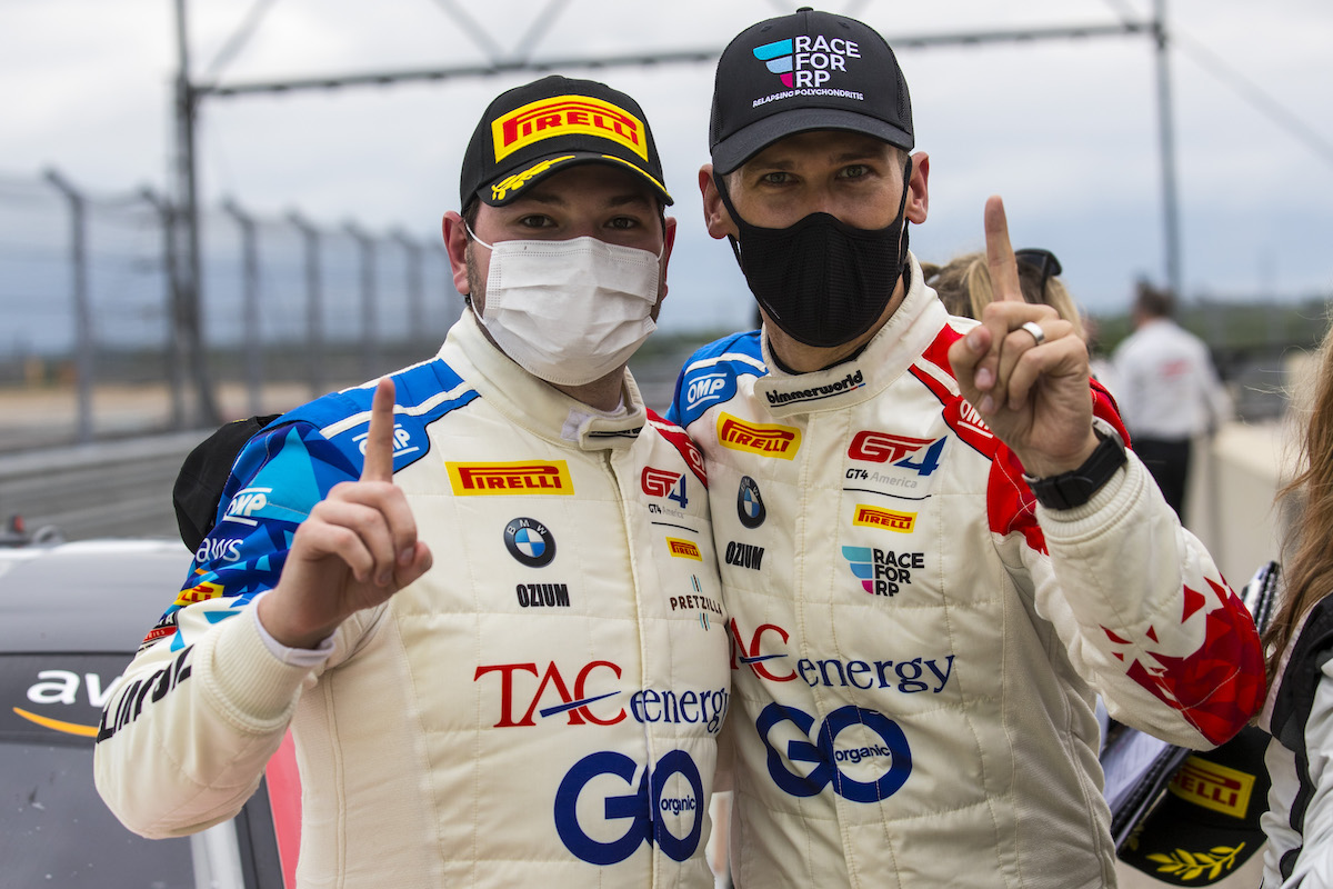 BimmerWorld drivers Chandler Hull (left) and Jon Miller (right) after their win.